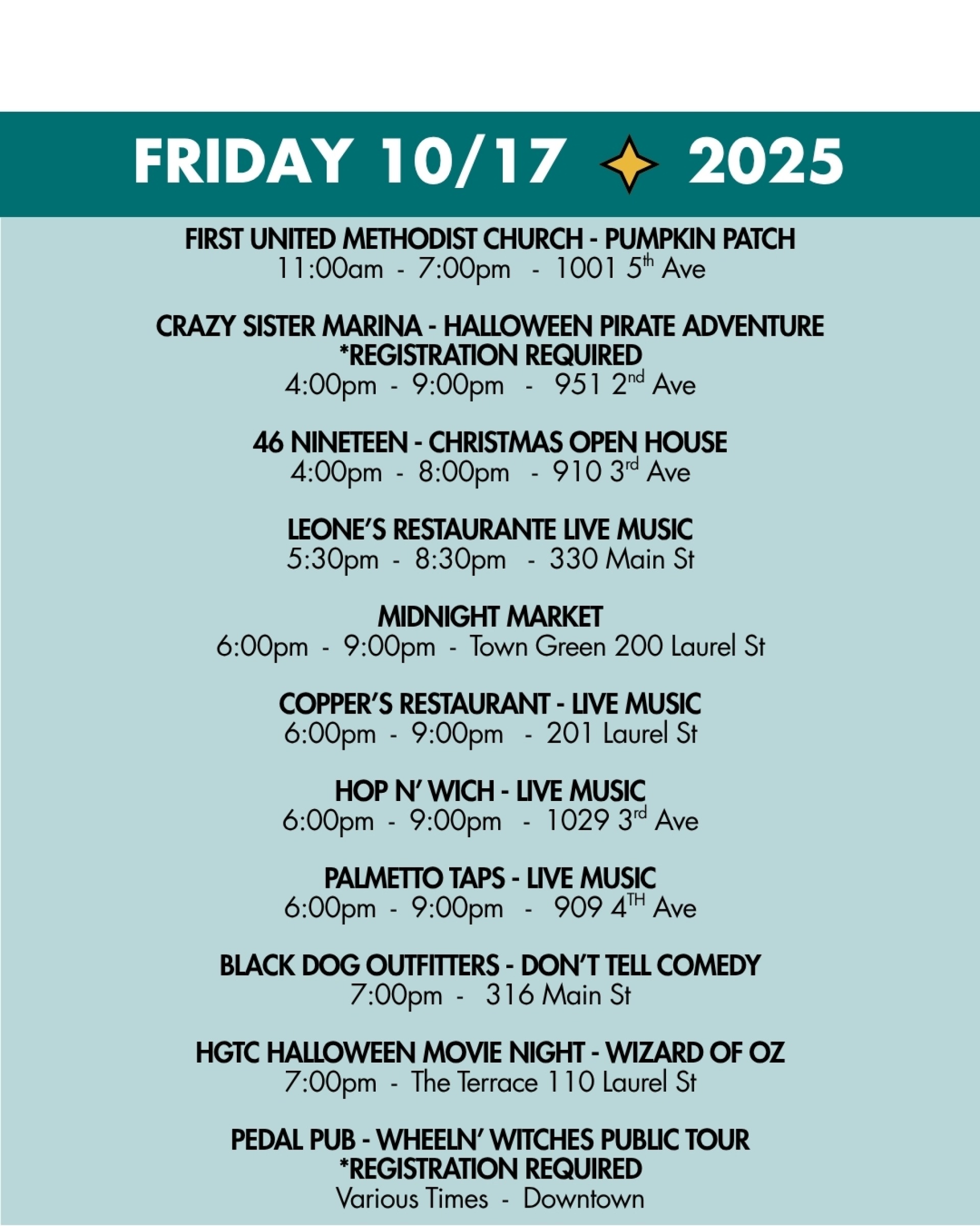 weekend rundown 10-17