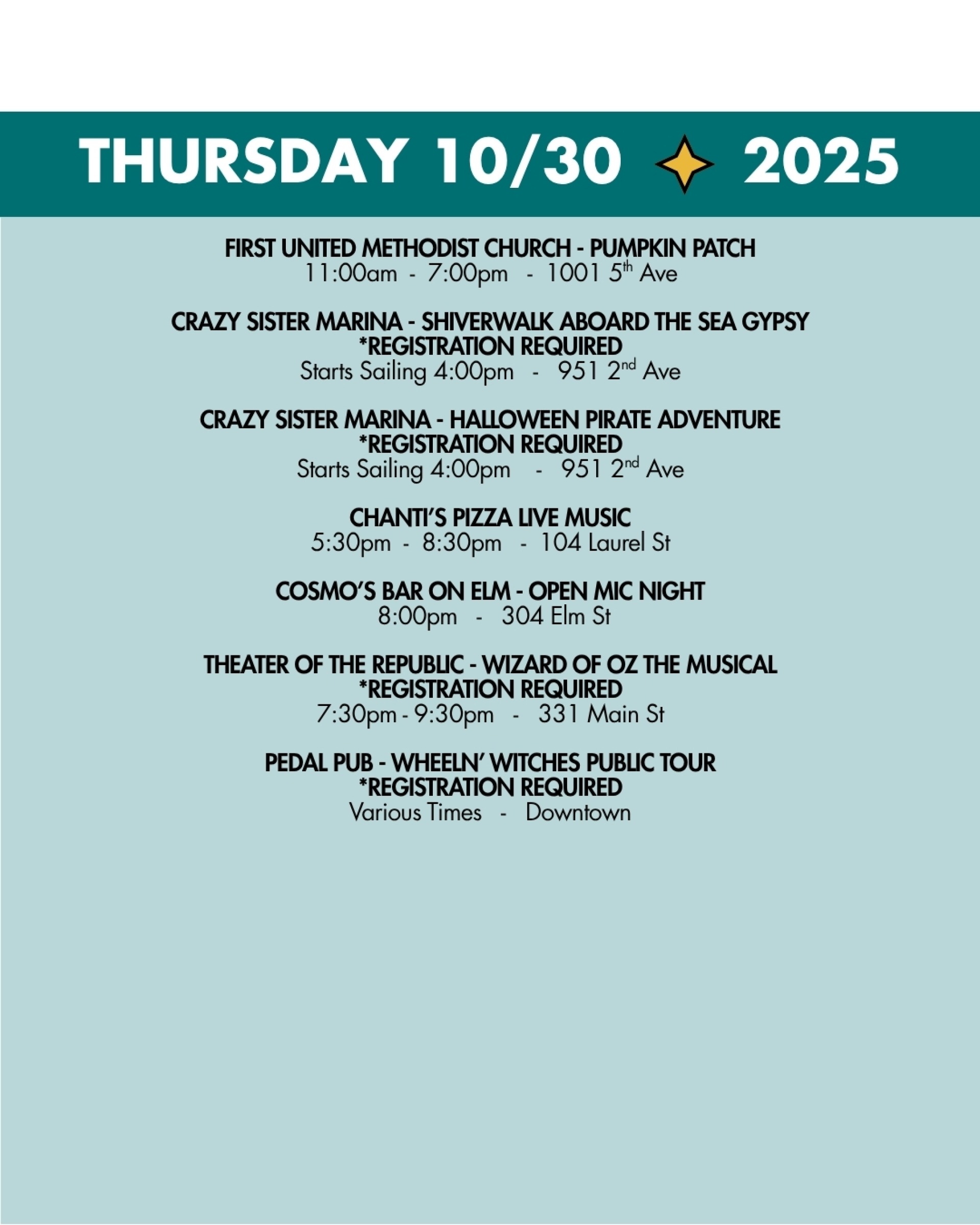 weekend rundown 10-30