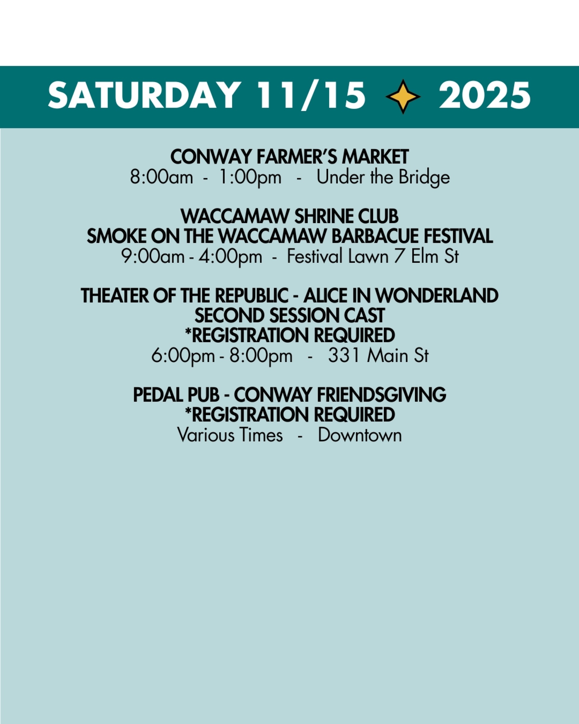 weekend rundown 11-15