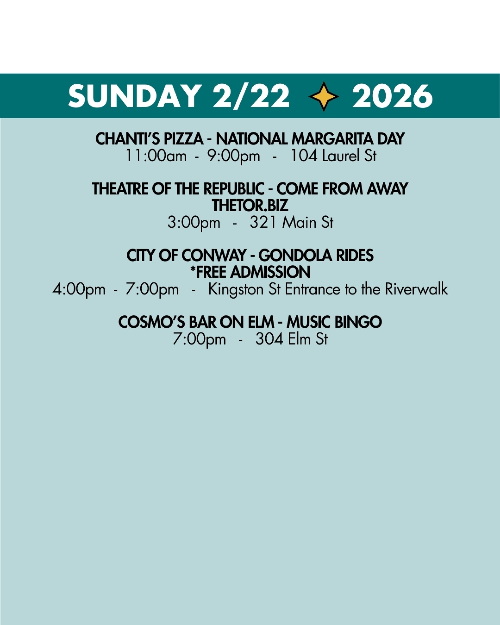 weekend rundown 2/22