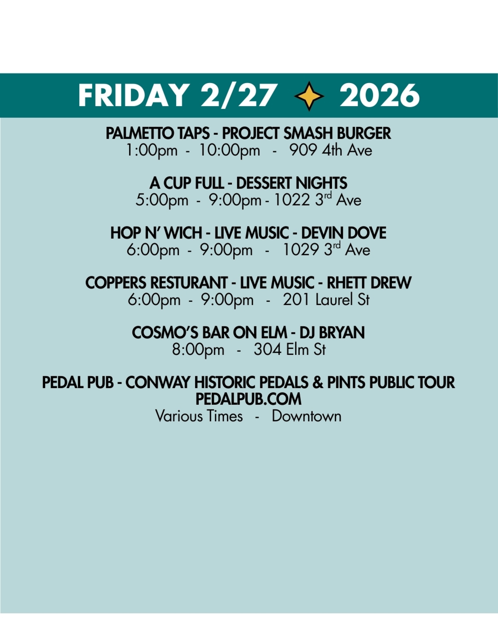 WEEKEND RUNDOWN 2/27