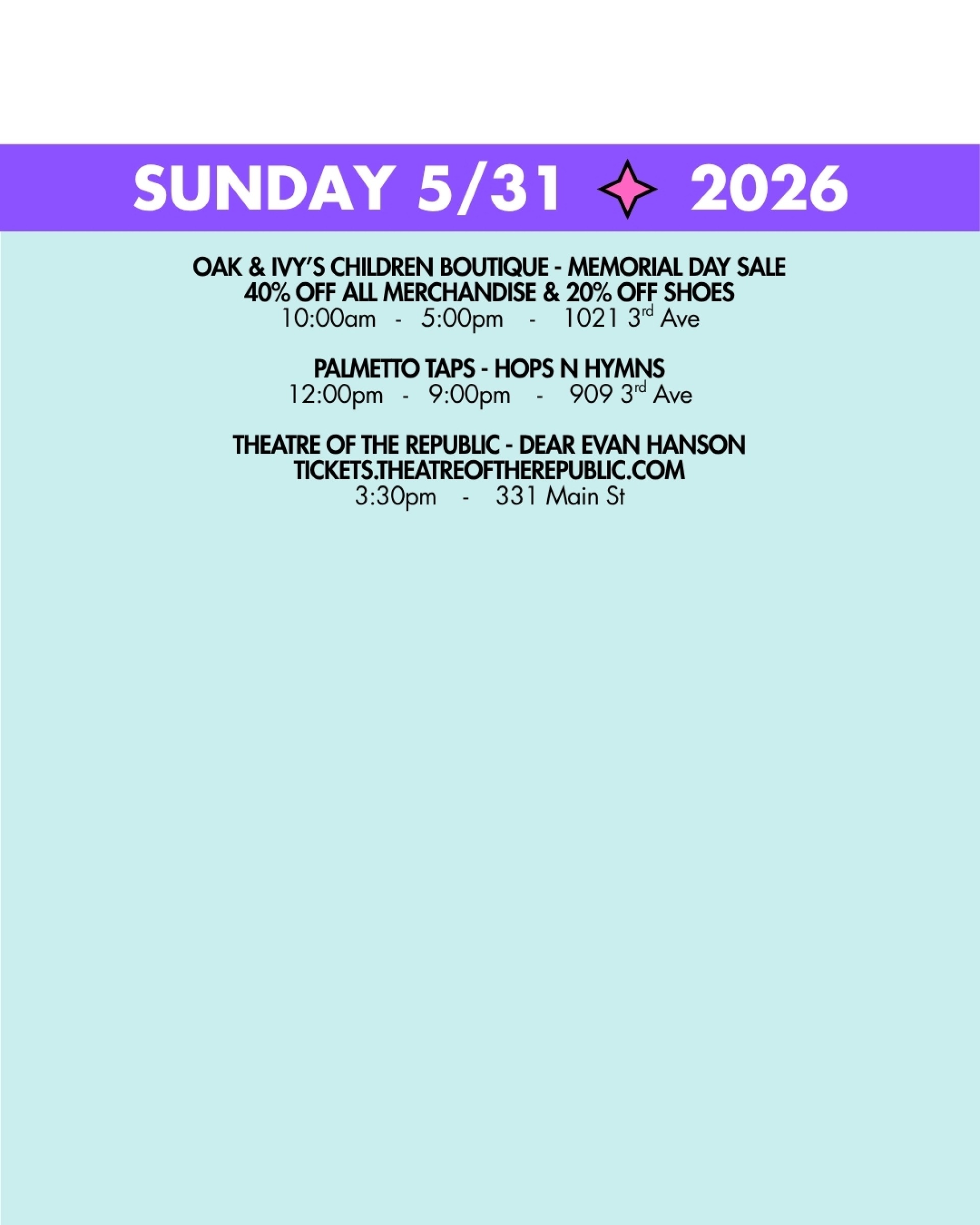 weekend rundown 5/31