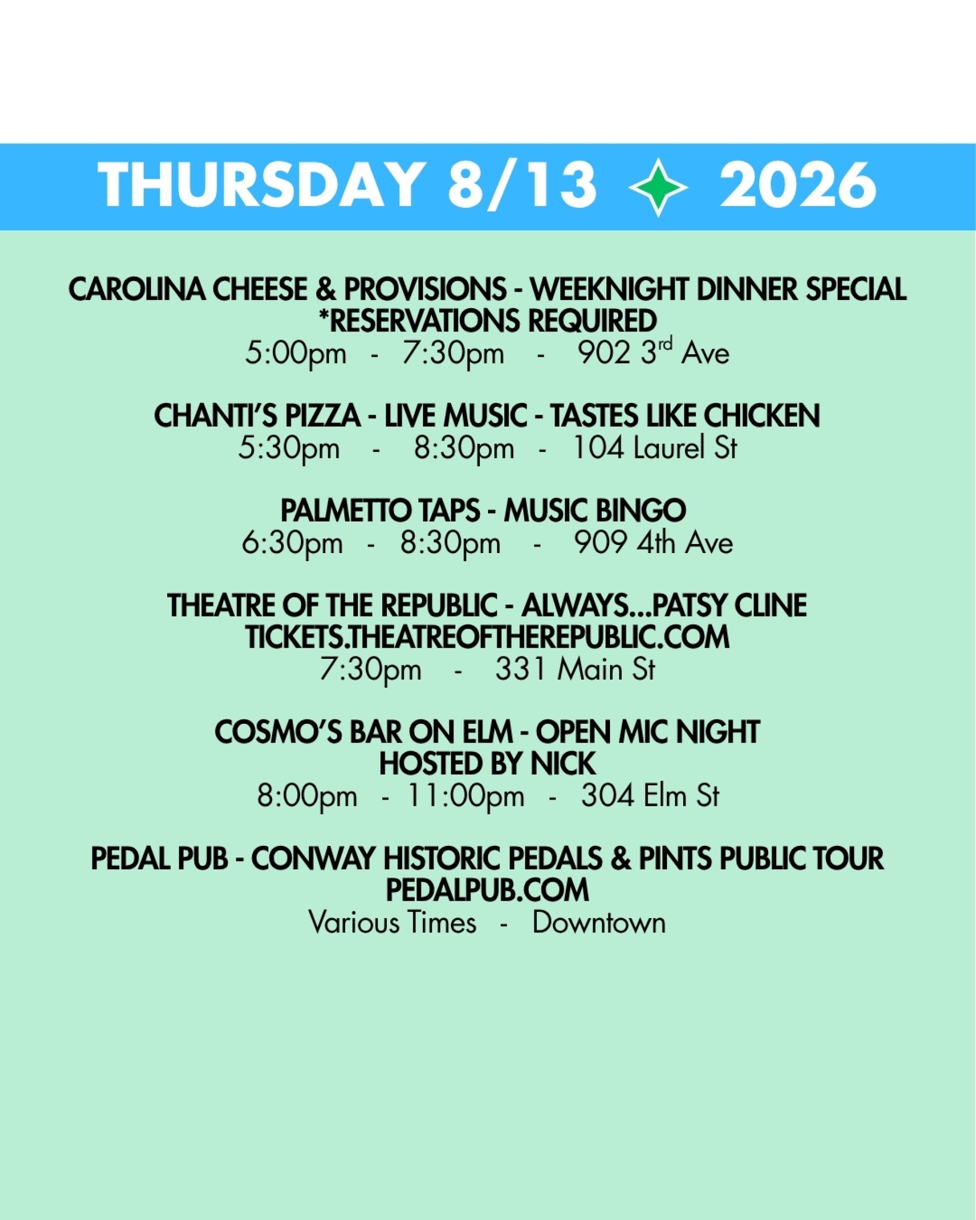 WEEKEND RUNDOWN 8-13