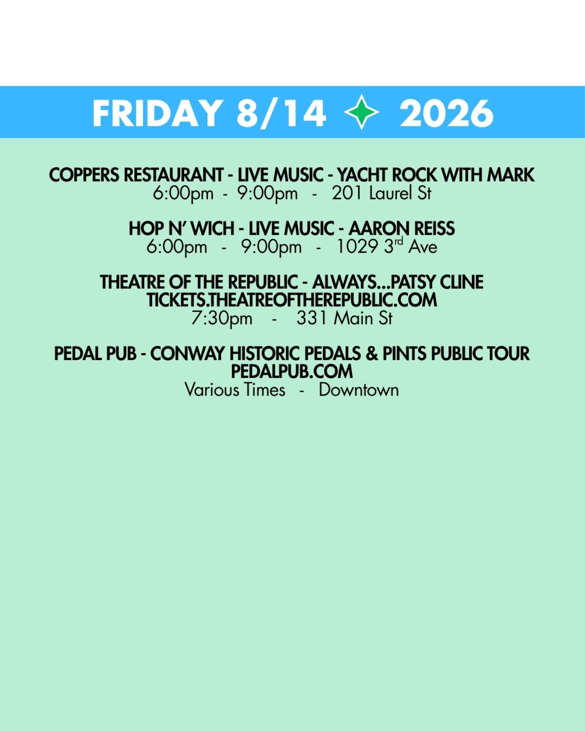 WEEKEND RUNDOWN 8-14