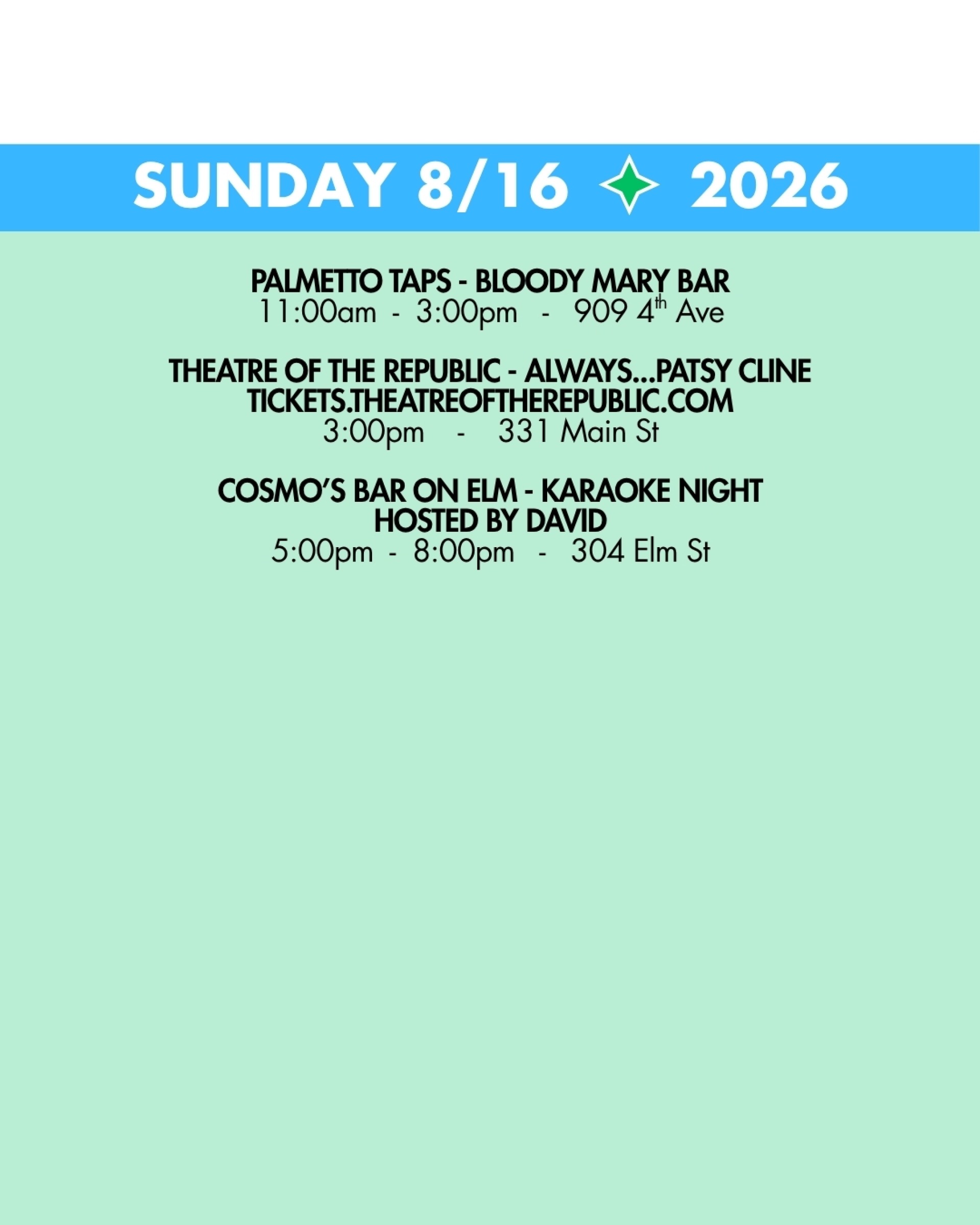 WEEKEND RUNDOWN 8-16