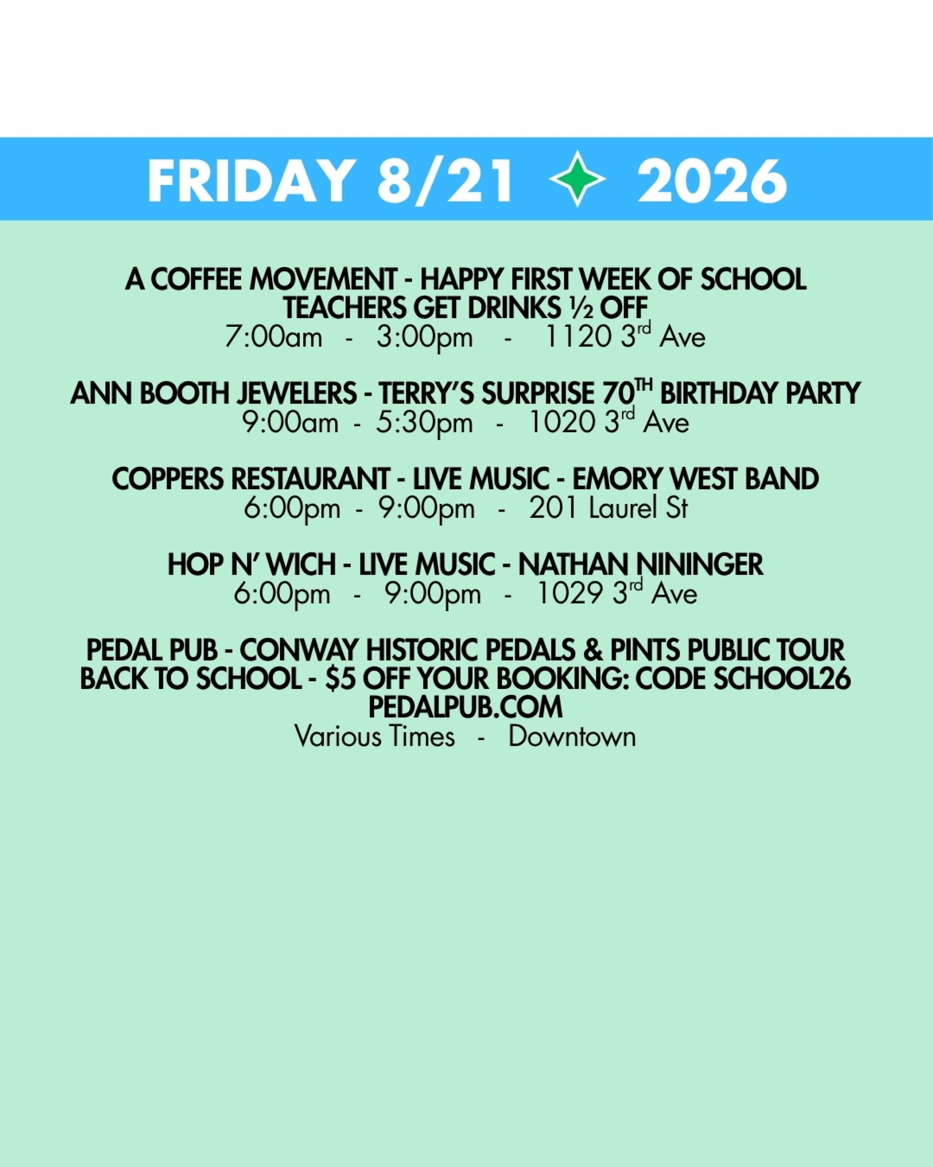 WEEKEND RUNDOWN 8-21