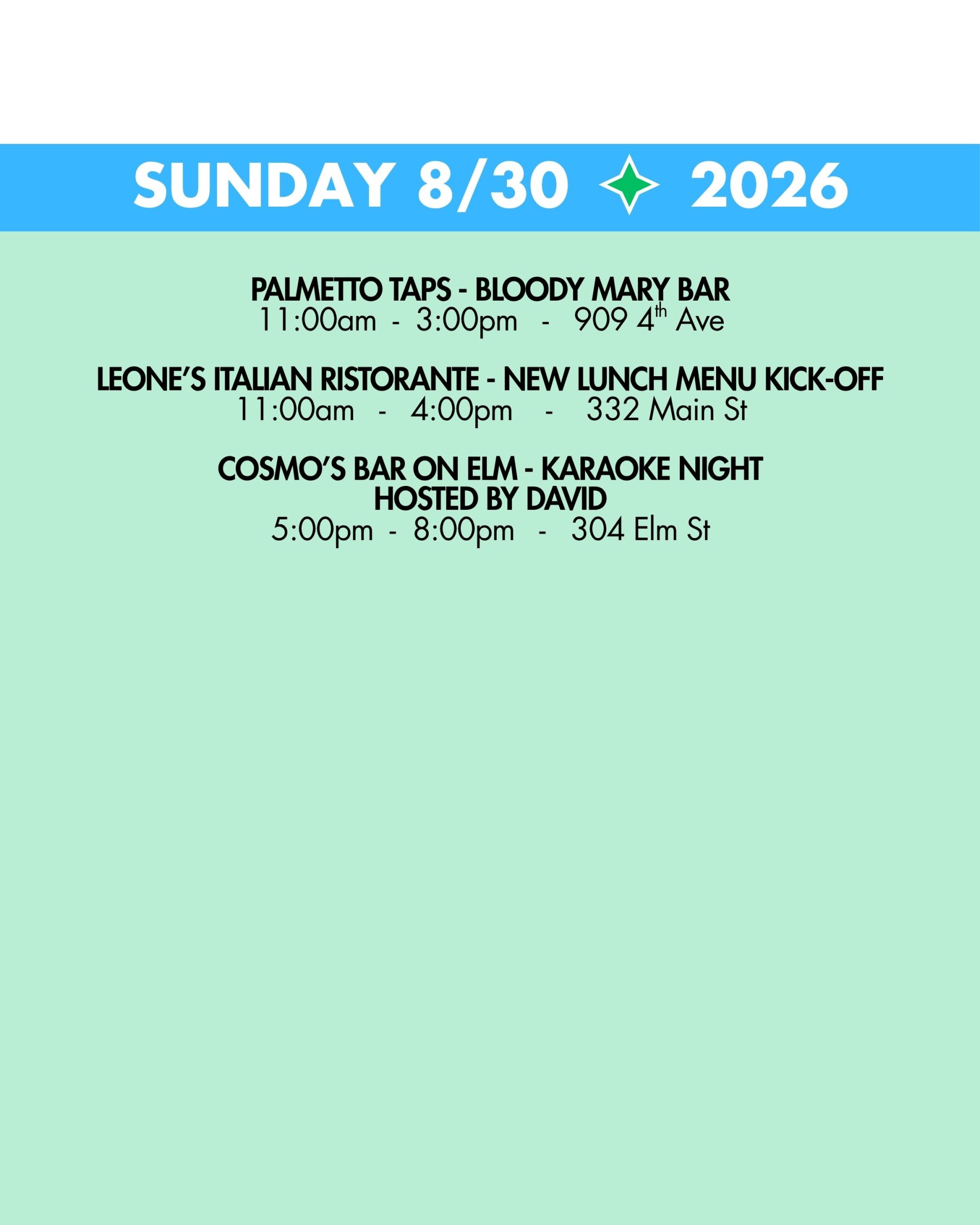 weekend rundown 8-30