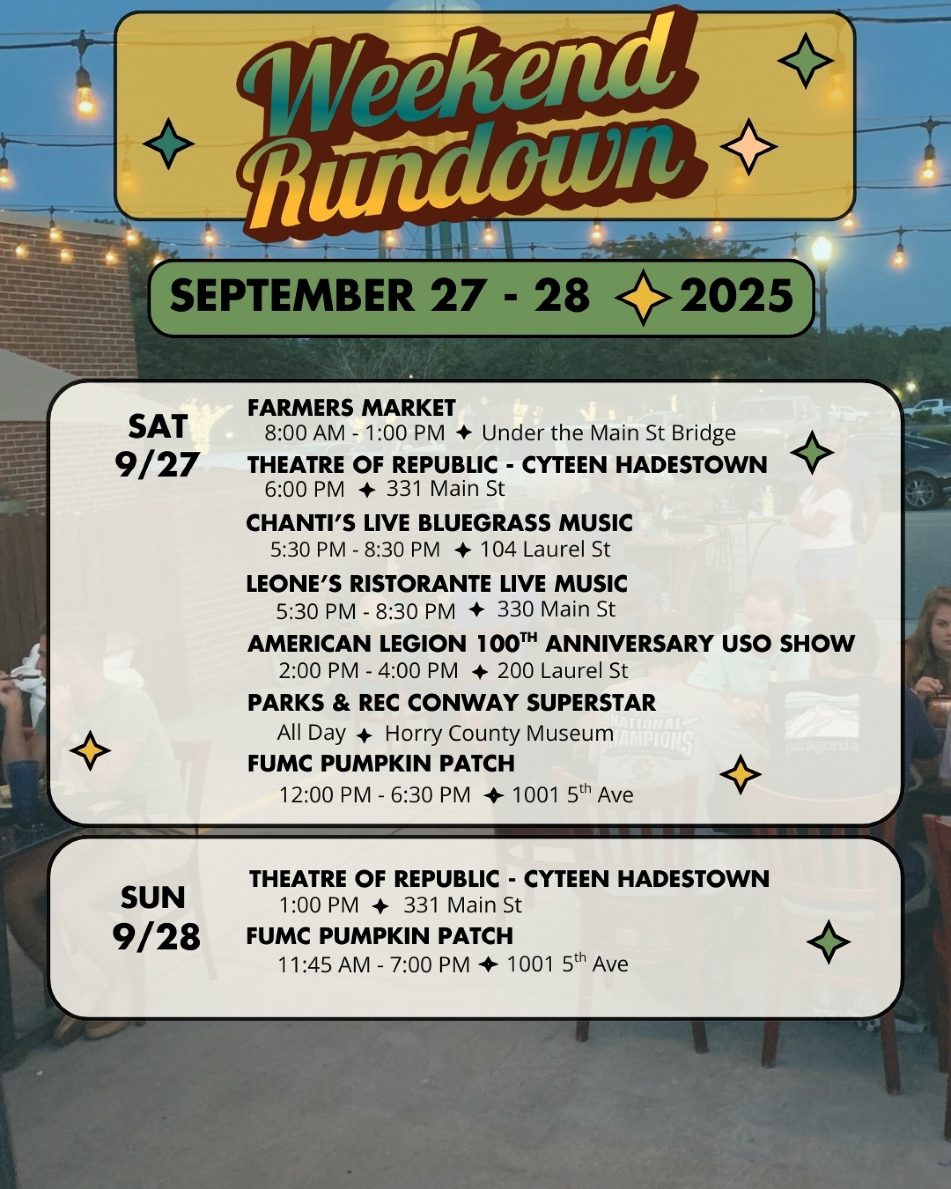 Weekend rundown 9-27 9-28